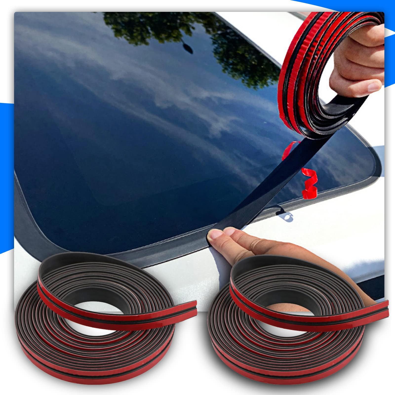 Weather Stripping Door Seal for Car,Rubber Car Door Seal Weather Stripping,19.6FT T Shape Windshield Seal for Sunroof Front Rear Windshield Seal 2PC(9.8FT 0.55INCH+9.8FT 0.75INCH)