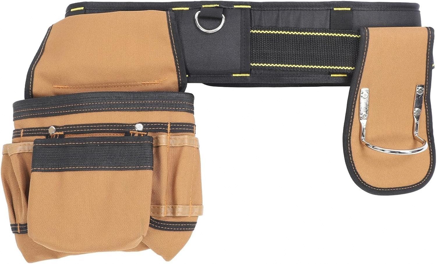 Cintura Porta Attrezzi Regolabile con 12 Tasche, Borsa Lavoro Imbottita con 12 Tasche Sganciabili, con Portamartello, per Chiodi, Viti, Metrino e Cacciaviti