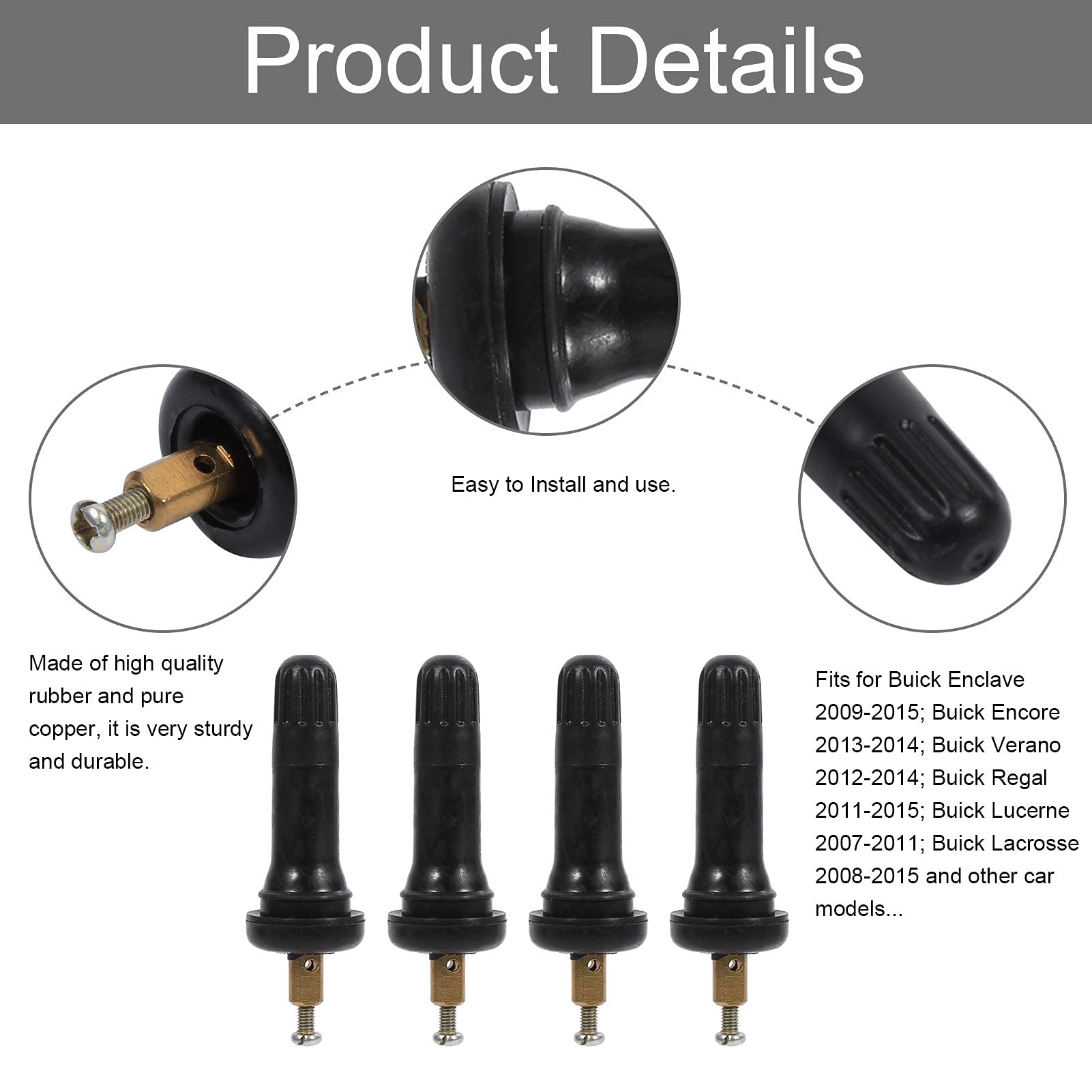 8 Pezzi Di Steli Valvola TPMS In Gomma E Metallo Per Buick: Set Di Sensori Pressione Pneumatici Per Enclave, Encore, Verano, Regal E Altri Modelli