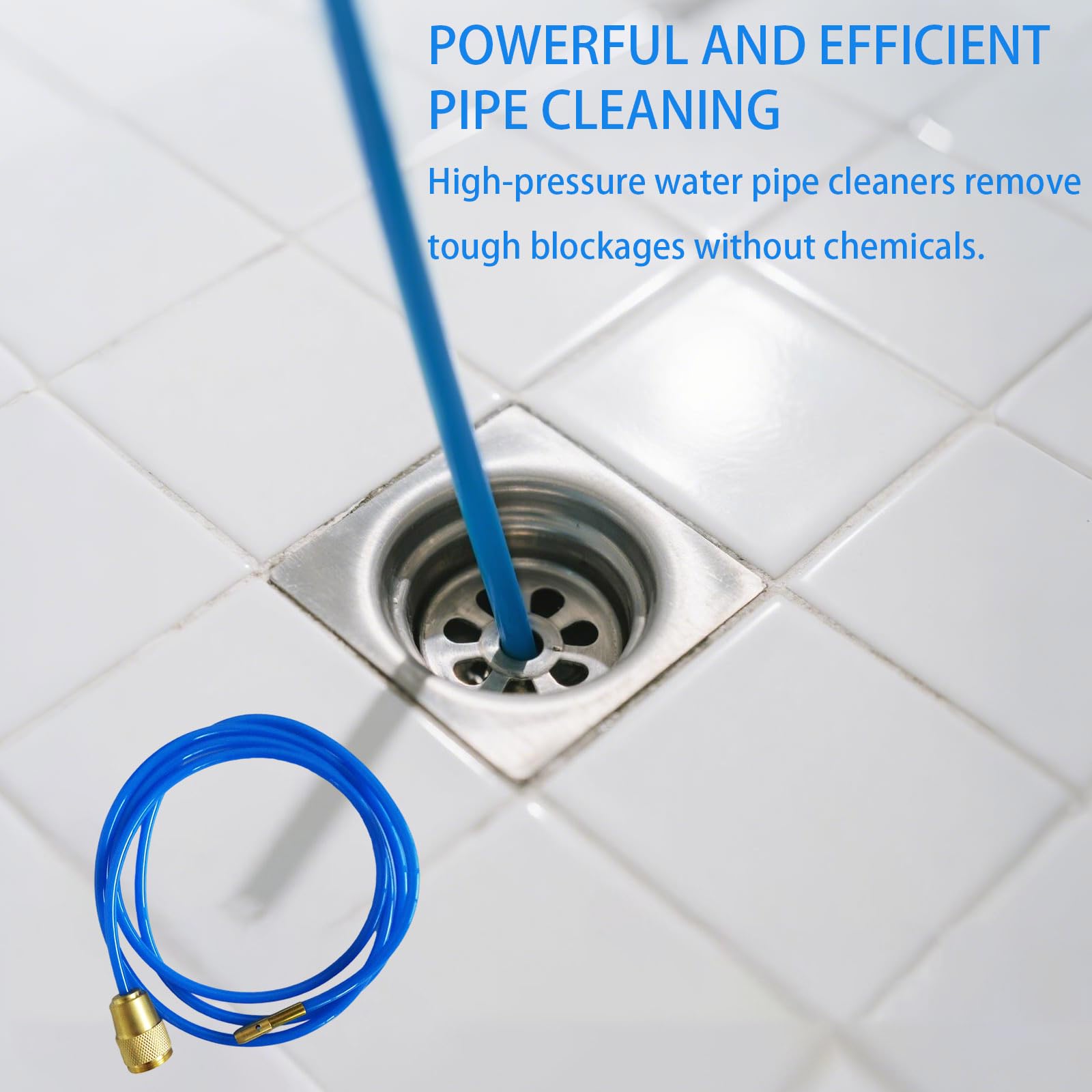 High Pressure Drain Hose With Brass Nozzle 300cm Flexible Pipe For Sewer Maintenance & Home Use High Pressure Drain Unclogger