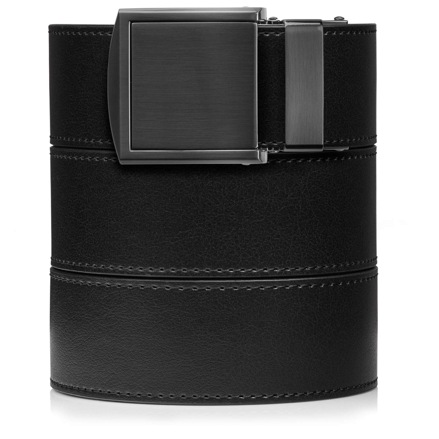 SlideBelts Wide 1.5" Classic Ratchet Belt, Black With Gunmetal Buckle (Vegan), One size