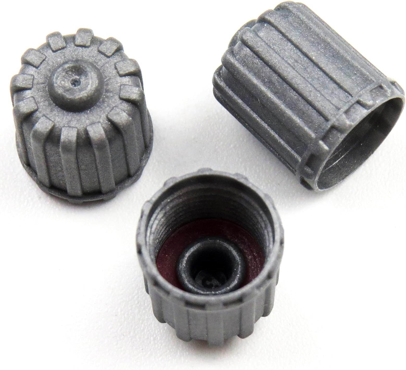 Gray Tire Valve Stem Caps Plastic with Rubber Seal for TPMS Service Kit, Air Dust Covers Universal Fit Car, Truck, SUV, Bike (20 Pack)