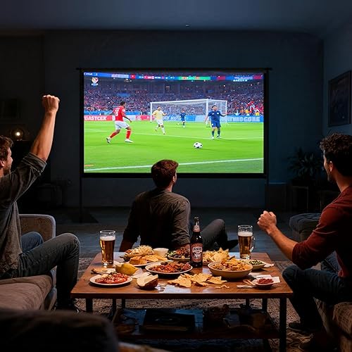 Miniatura 3 de Pantalla de proyector para exteriores con soporte, kit de proyección portátil de 120 pulgadas, 169 4K HD, sin arrugas, pantalla de cine para