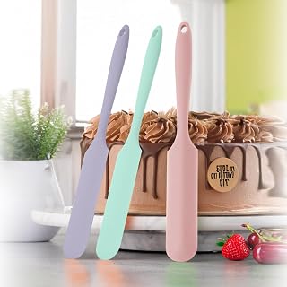 3pcs Silicone Spatula Set Heat Resistant Cake Cream Butter Spatulas Mixing Batter Scraper Non-Stick Flexible Baking Cooking Tool 3 Colors (multicolor)