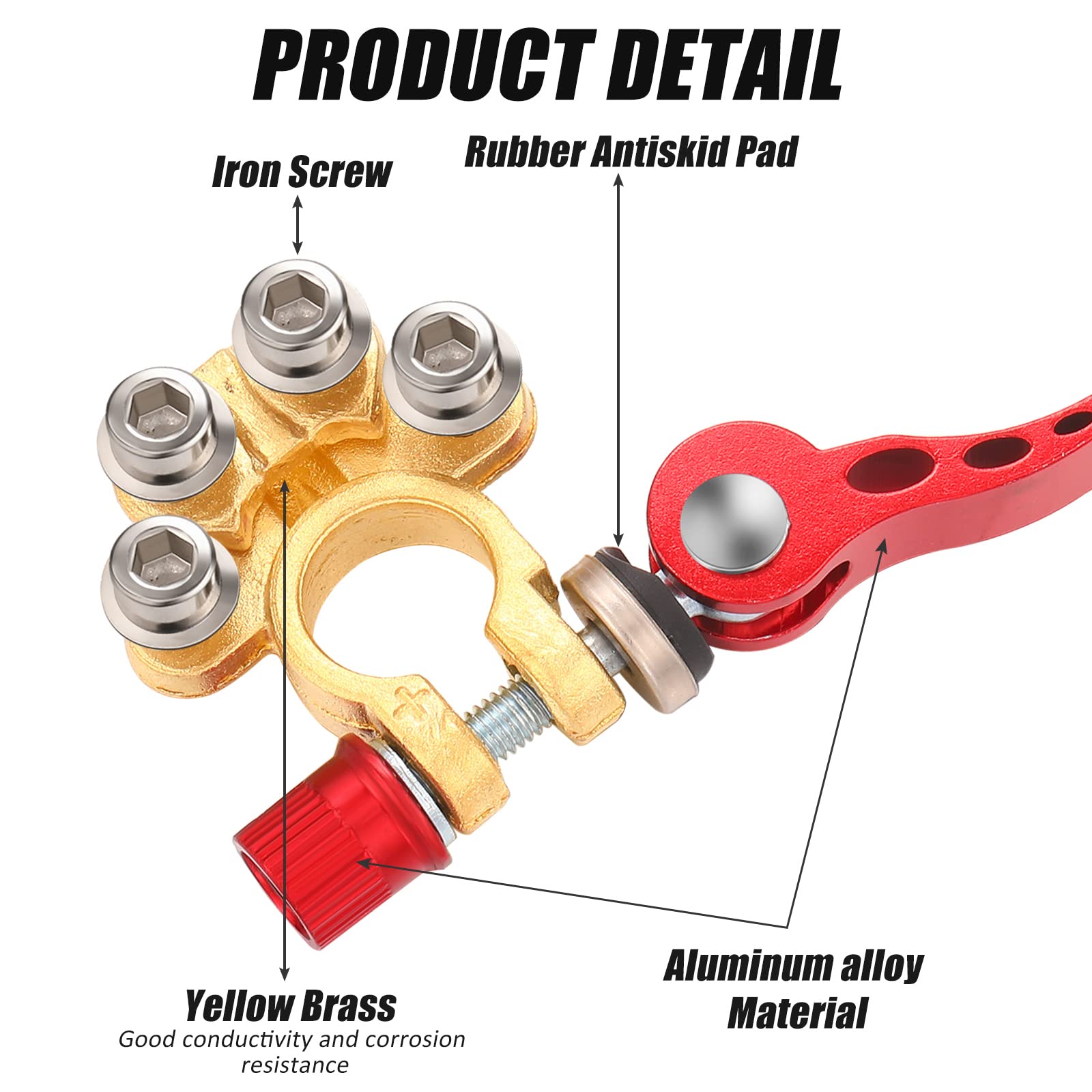 4 Pieces Battery Terminal Connectors 4 Way Battery Terminal with Hex