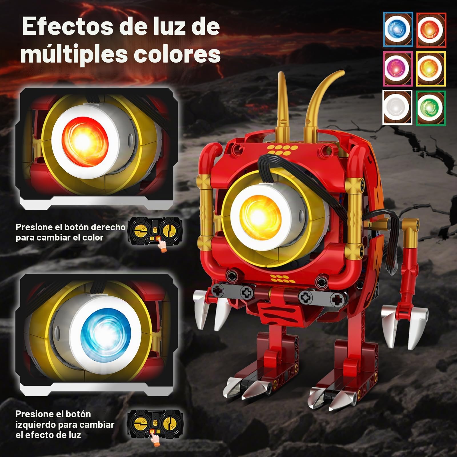 HOGOKIDS - 5 en 1 Juego de Bloques de construcción de Robot dragón con 6 Colores de iluminación y 5 Efectos de luz - 354 Piezas de Juguete Robot controlado por Control Remoto y App, Regalo para niños