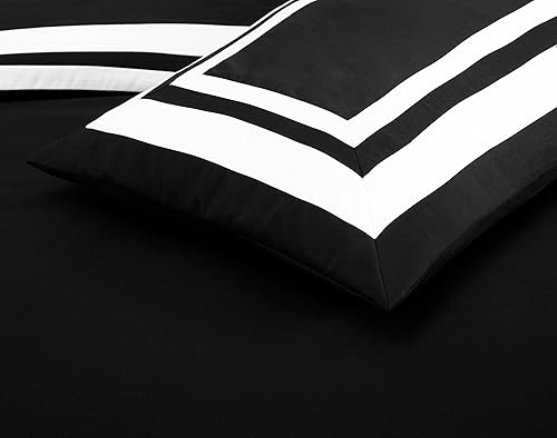 Miniatura 5 de Chezmoi Collection Wyatt - Juego de edredón de 7 piezas para cama King en una bolsa, ropa de cama estilo hotel con juego de sábanas, patrón cuadrado