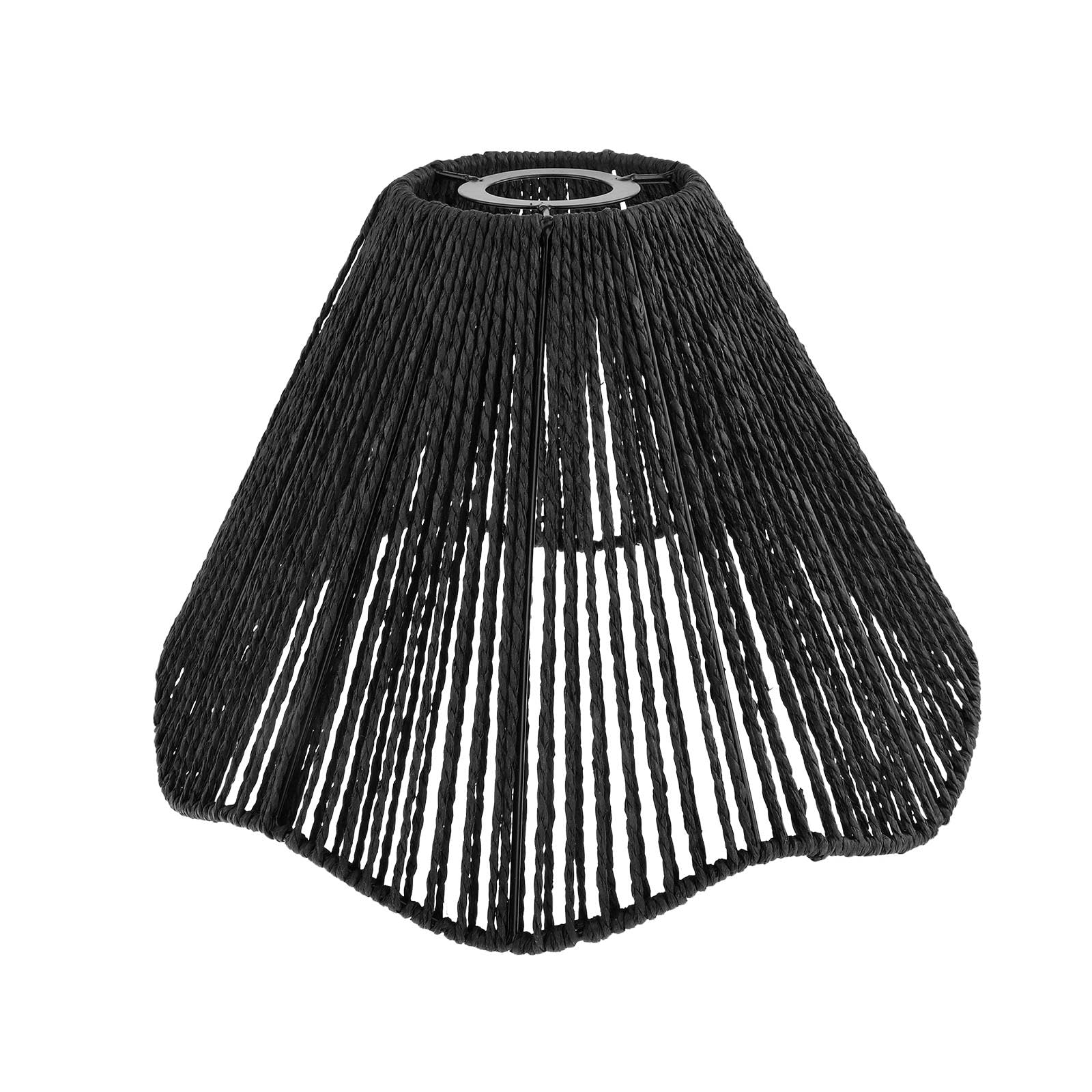 Milageto Boho Light Shade Ceiling Lantern Cover DIY Lighting Fixtures Dustproof Decor Rustic Weave Rope Lampshade Lamp Shade for Dining Table Kitchen, Black