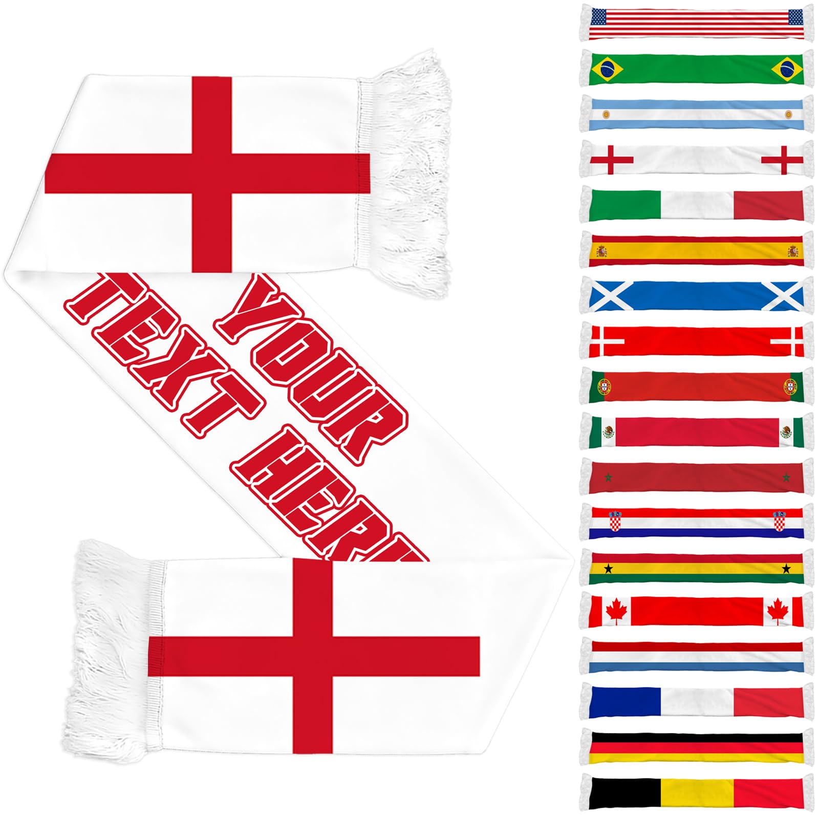 Custom Football Scarf for World Cup 2026, Personalised Scarf with Flag and Your Text Name, Football Supporters Gear Scarf, Football Gifts for Boys Men Women, Personalised Gifts for Fans, 55Inch