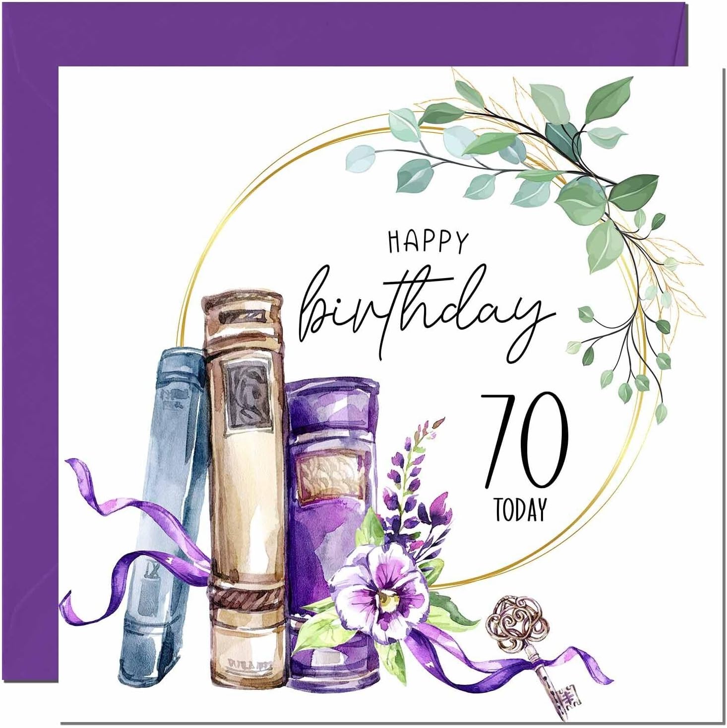 70th Birthday Card for women Floral Watercolour Book Beautiful Birthday ...