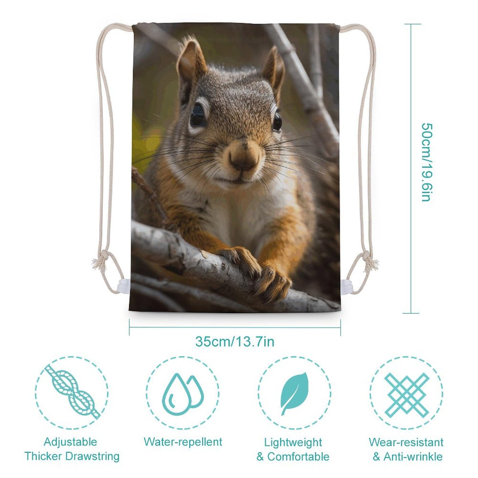 GFLFMXZW Drawstring Backpack Gym Drawstring Bag for Men Squirrel in Tree Draw String Bags Gym Bag Cinch Bag
