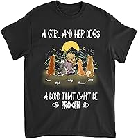Vista 1 de Gossby Camisa personalizada con texto en inglés «A Girl & Her Dog» para mujeres, amantes de los perros con nombres, 7 tamaños, 5