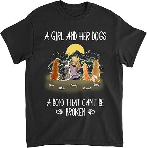Gossby Camisa personalizada con texto en inglés A Girl & Her Dog para mujeres, amantes de los perros con nombres, 7 tamaños, 5 colores