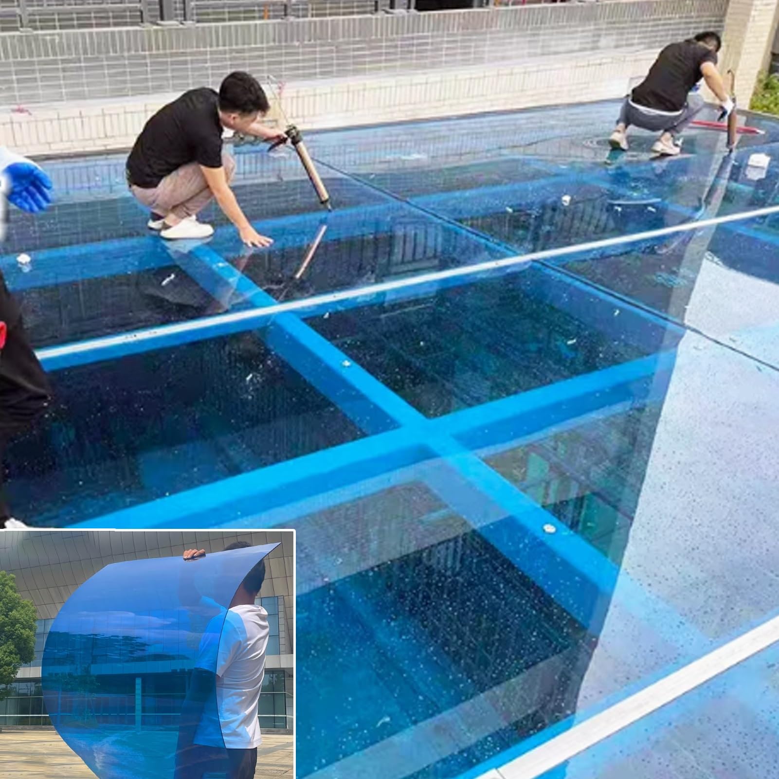 Ayharylh Blue Polycarbonate Roofing Sheet Outdoor Clear, Polycarbonate Greenhouse Panels, Replacement Shed Panel,Not Easily Deformed,1Mm Thick Greenhouse Panels,Cuts Easily Suitable For Patios, Partitions