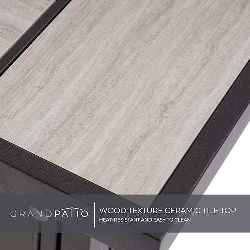 Miniatura 6 de Grand patio - Mesas de patio para fogata de gas propano al aire libre de 43 pulgadas, con base de mimbre de resinarectangular
