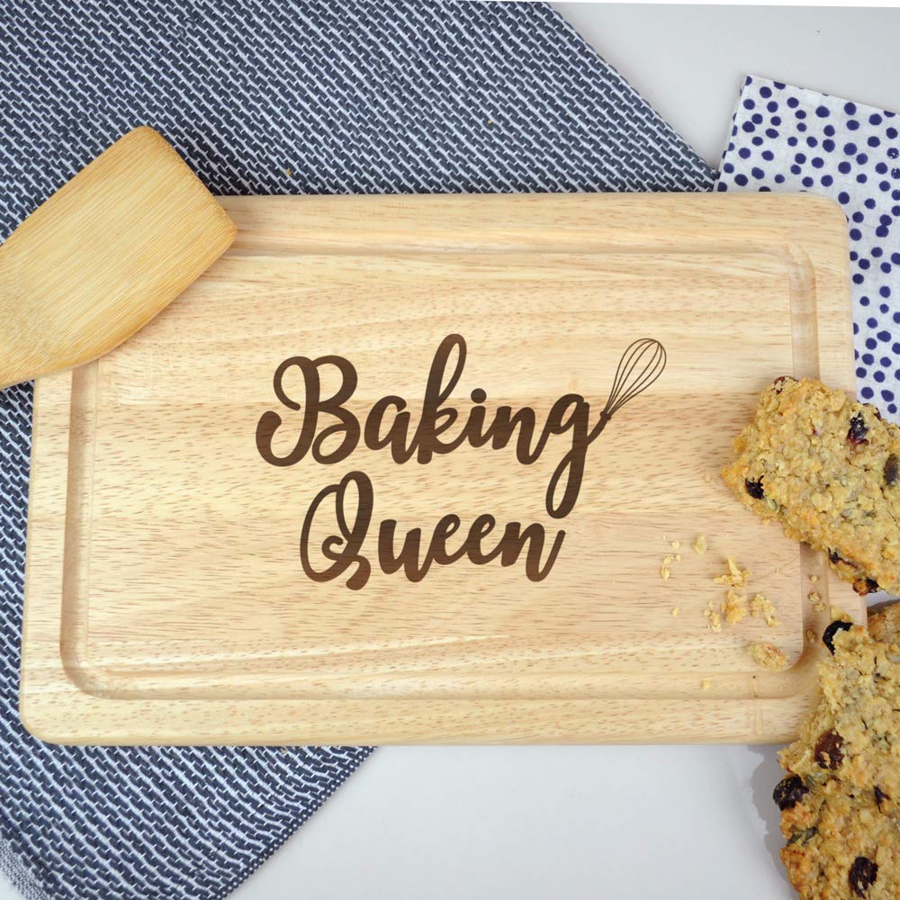 eBuyGB Queen Cake Stand, Serving, Wooden Rectangle Chopping/Cutting Board, Fun Baking Gift, Cooking, Kitchen, Wood