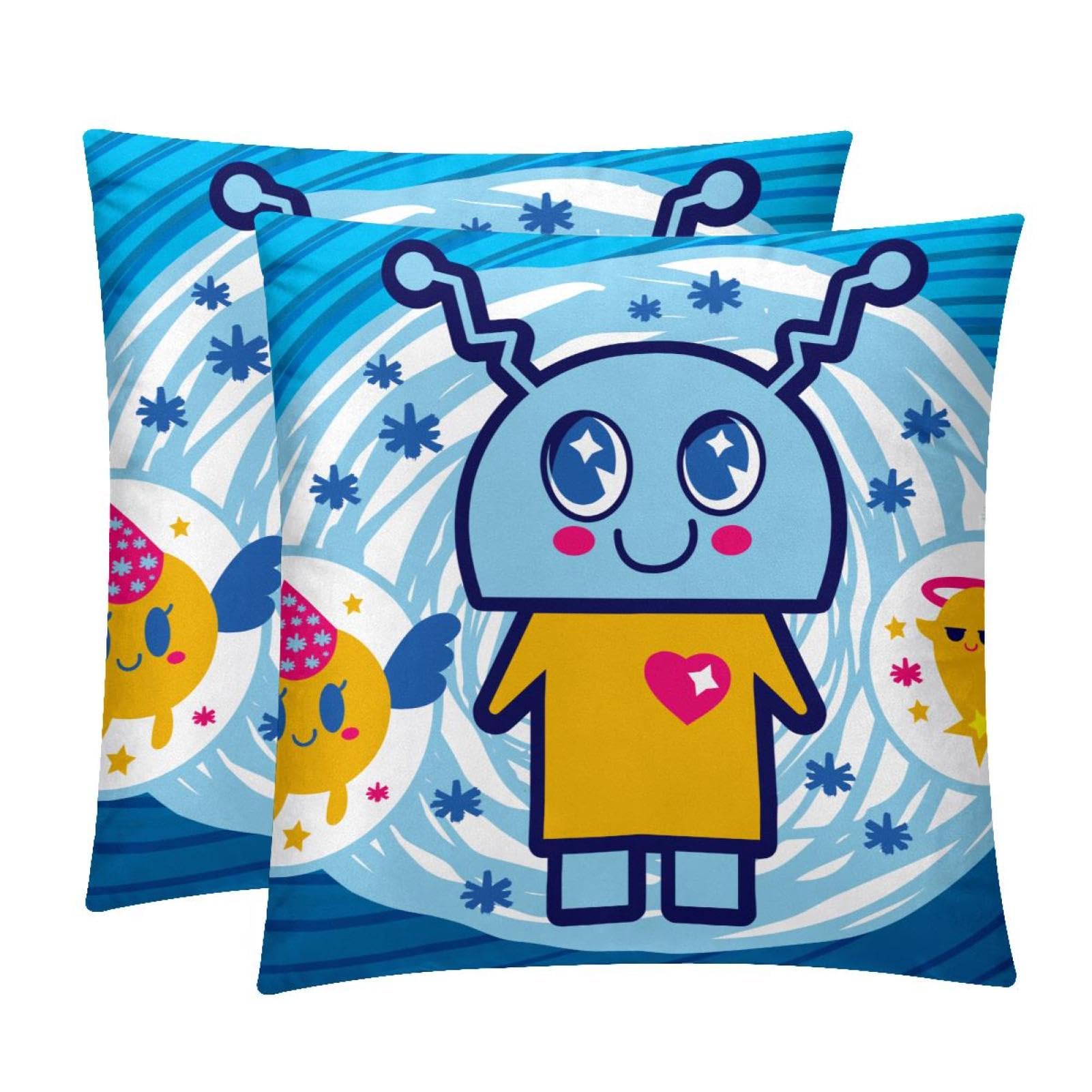 TDGKPZ Funny Robot Throw Pillow Cases 2 Pack Pillowcases Zipper Cushion Covers For Bedroom Living Room 45x45cm