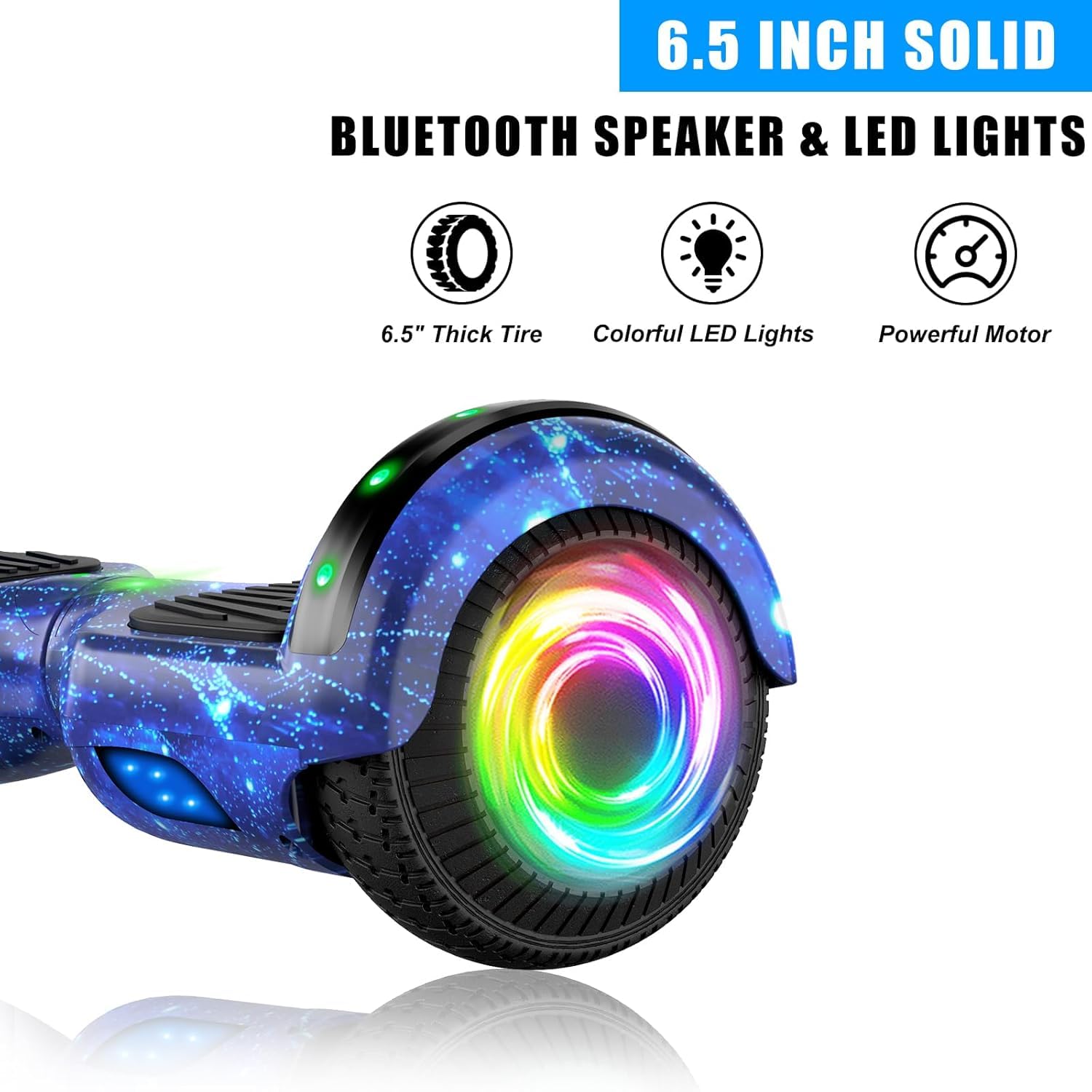 6,5 Zoll Hoverboard mit Sitz, Hoverboard mit Hoverkart für Kinder, Hoverboard mit Bluetooth-Musik und LED-Beleuchtung