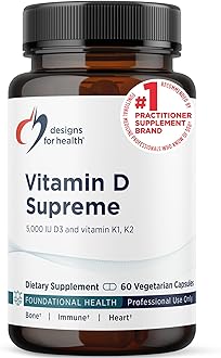 Vitamin D Supreme - Vitamin D 5000 IU with 2000mcg Vitamin K as MK4 for Bone Health, Heart Health, Mood & Immune Support - Vitamin D3 Enhanced with GG Supplement (60 Capsules)