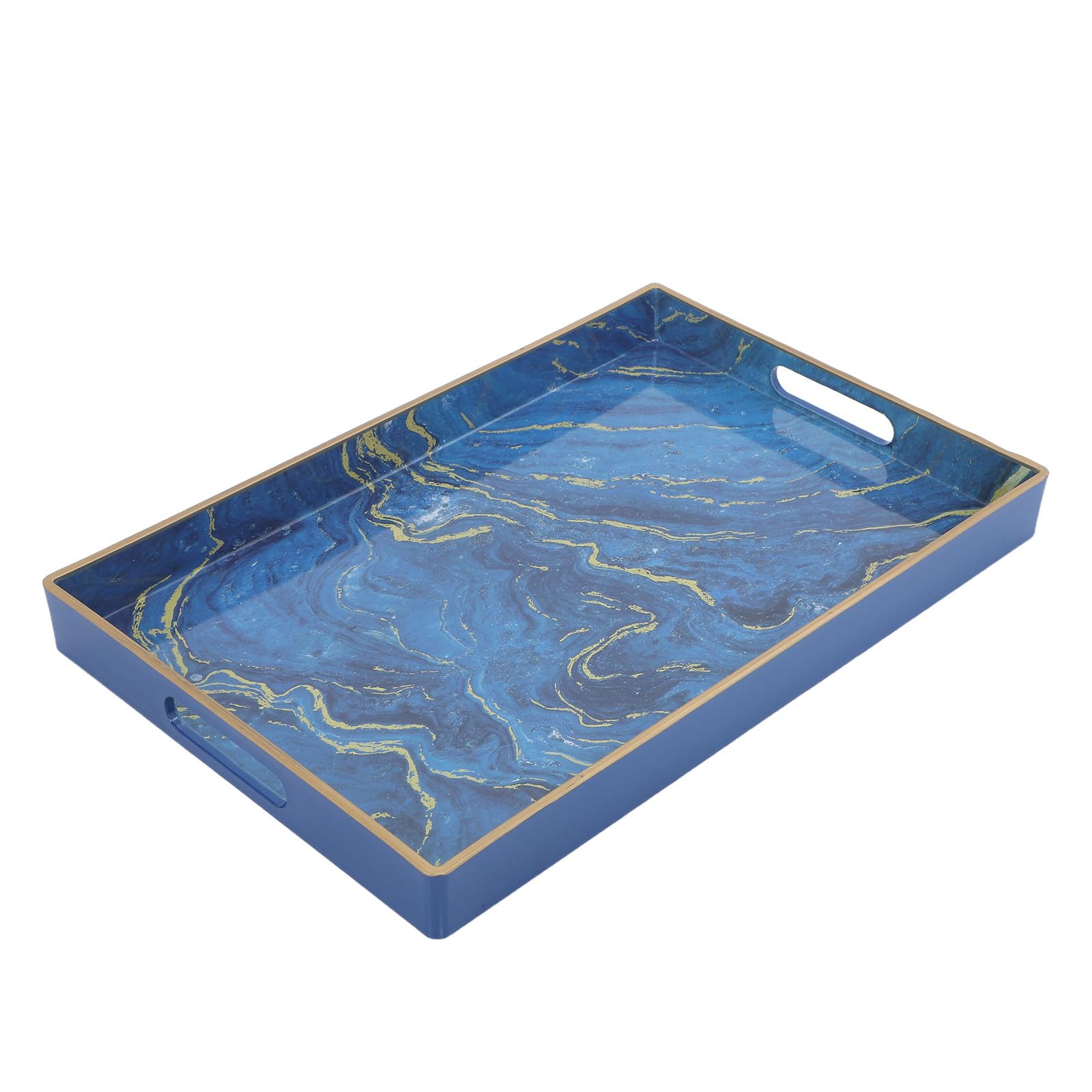Blu Vassoio Decorativo Rettangolare Effetto Marmo in Plastica