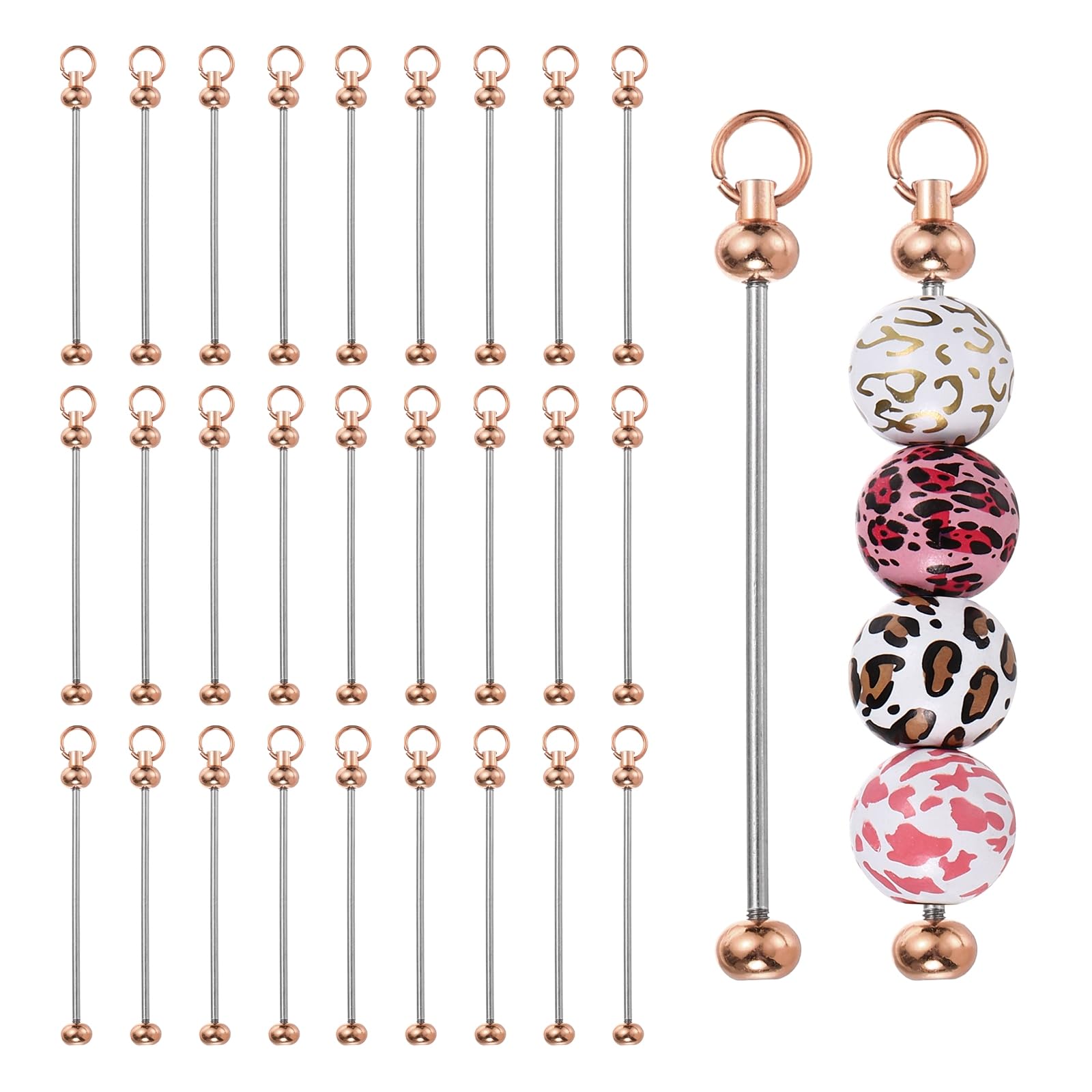 Porte-clés à perles vierges PATIKIL fabrication bijoux DIY perles silicone et métal rose gold