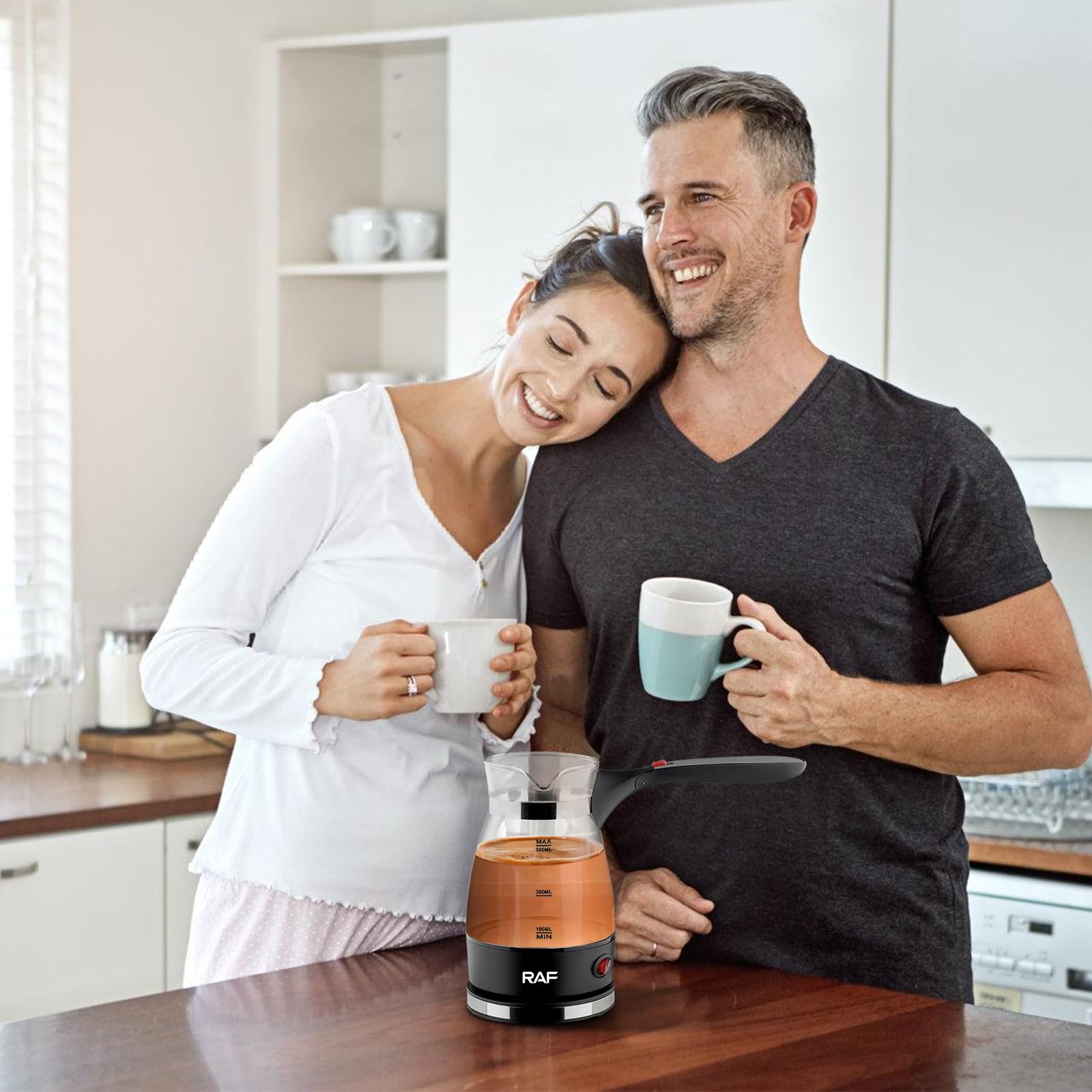 BAIFULAI Türkischer Kaffeekocher,600ml Turkish Coffee Pot, Espressokocher Induktion,Elektrische Türkische Kaffeekanne Teekanne Espressokocher Camping Kaffeekocher Mokkakanne Turkish Coffee Maker