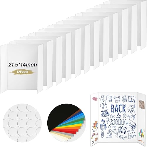 Miniatura 9 de 4 tableros de póster triple, tablero de póster de 26 x 17 pulgadas con cintas de doble cara y cartón, tablero corrugado de presentación/exhibición 4