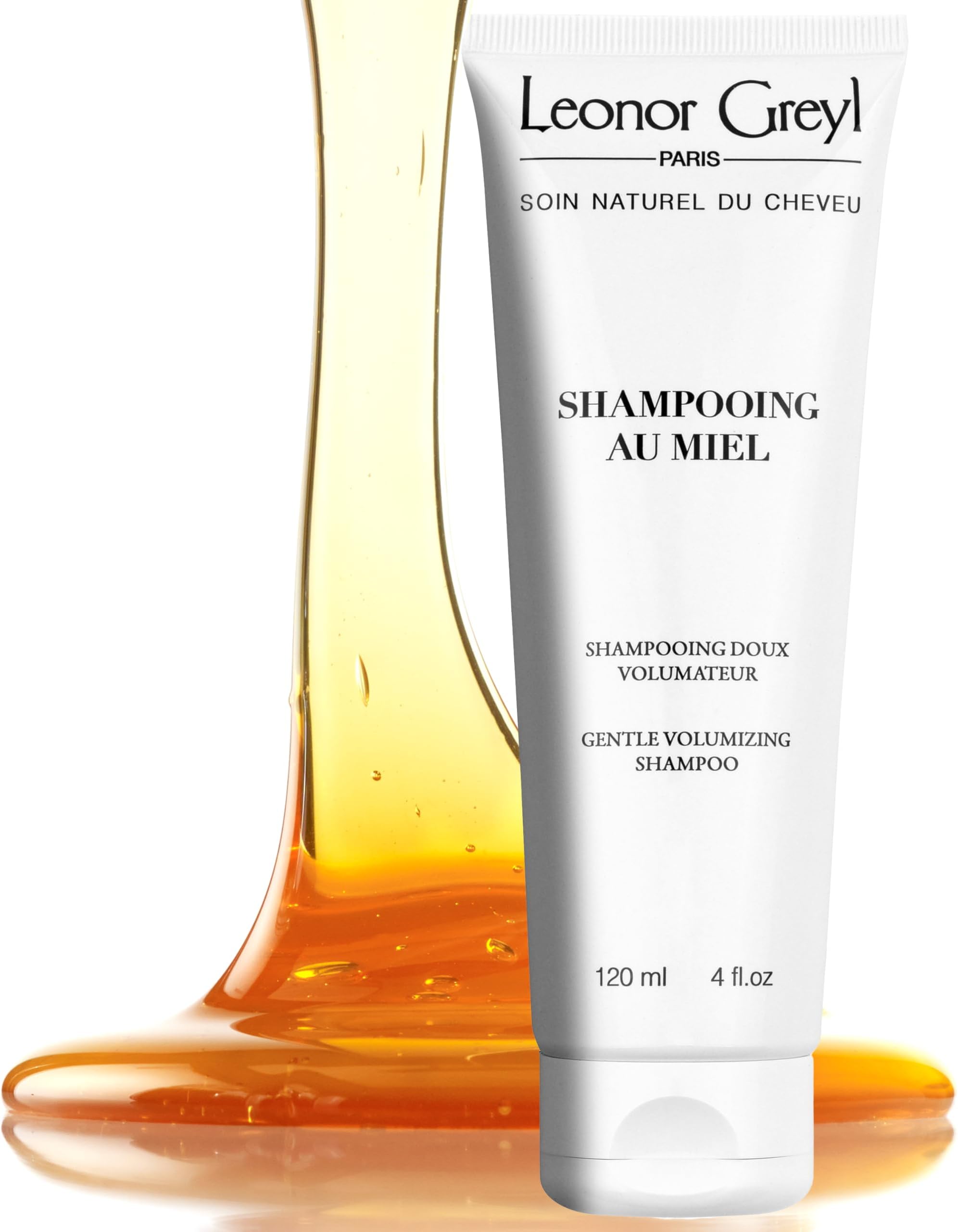 Gentle Volumizing Honey Shampoo - Shampooing Au Miel 96% Natural Ingredients, Lavender Honey, French Rose Extracts Build Volume, Flexibility & Shine. 4 fl Oz. Made In France.