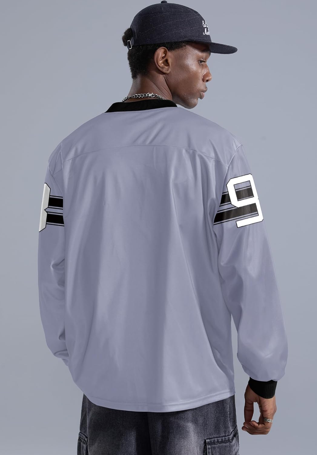 Men's Graphic Jersey Y2k V Neck Long Sleeve Lightweight Loose Fit Number Print T-Shirt (S-XXL) - Image 5