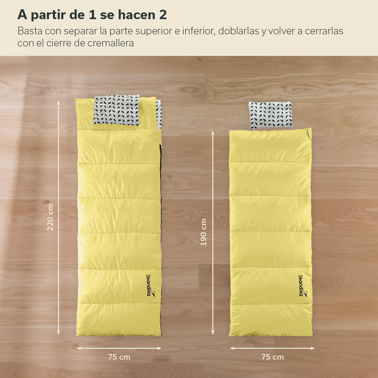 Skandika Iceland Saco de Dormir Doble XXL | Forro de polialgodón para Adultos, Separable, hasta 3°C, 220 x 150 cm | Invierno Camping Senderismo
