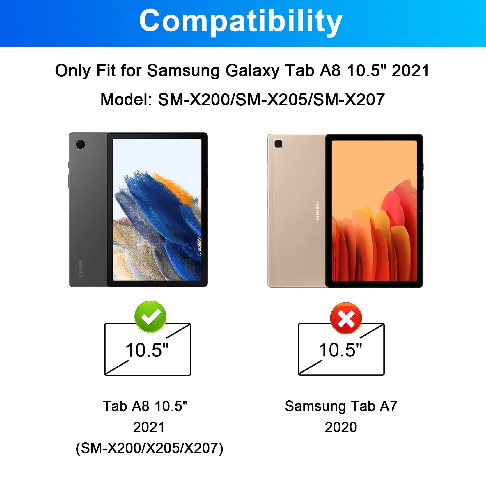 SOPPY Custodia per Tastiera Samsung Galaxy Tab A8, 7 Colori Retroilluminata, UK QWERTY, Custodia con Tastiera Rimovibile per Samsung Galaxy Tab A8 10,5" 2022/2021 (SM-X200/X205/X207), Nero