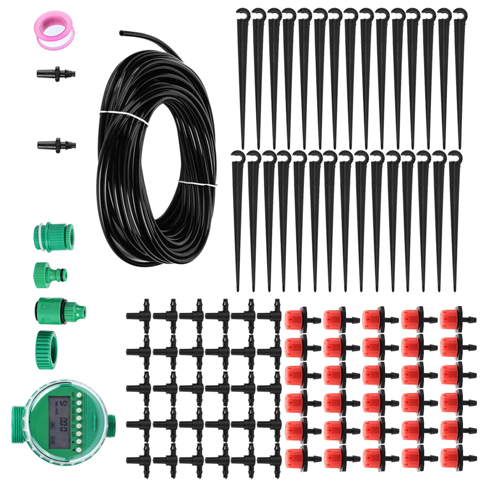 Tyenaza DIY-Bewässerungsschlauch-Set, Automatisches Tropfbewässerungssystem – Bewässerungs-Timer-Controller Für Garten, Gewächshaus, Blumenbeet