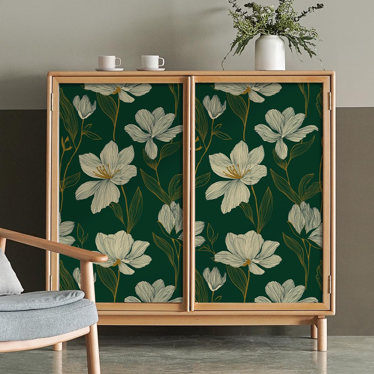 ReWallpaper Carta da Parati Foglie Tropicali Beige Pellicola Adesiva per Mobili Fantasia Floreale Vinile Carta da Parati Botanica Vintage Carte Adesive per Pareti Adesiva Muro Uccelli 44,5CM X 3M