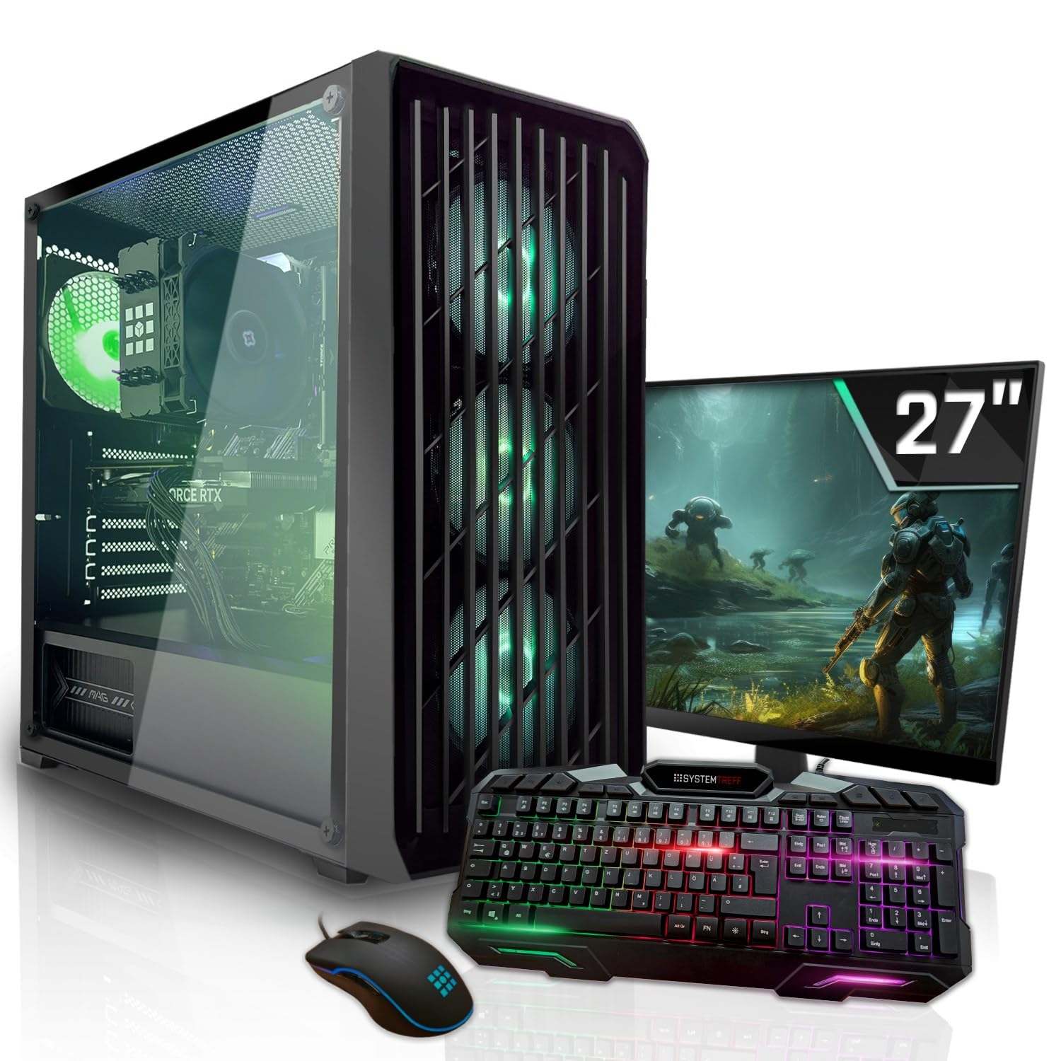 SYSTEMTREFF Gaming Komplett PC Set - AMD Ryzen 7 5800XT - RX 9060 XT 8GB
