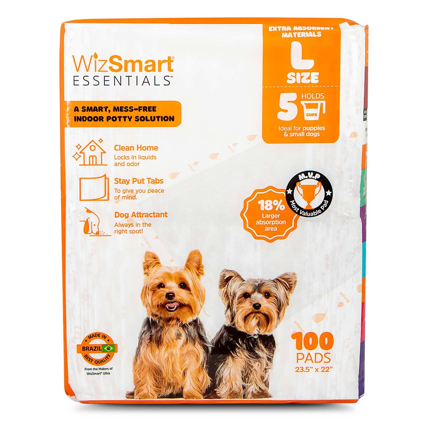 WizSmart Essentials Large Dog Pads, 23.5" x 22", Extra Absorbent Puppy Training Pads, Indoor Potty Pads, Leakproof Gel Pads for Small Dogs, Crate,