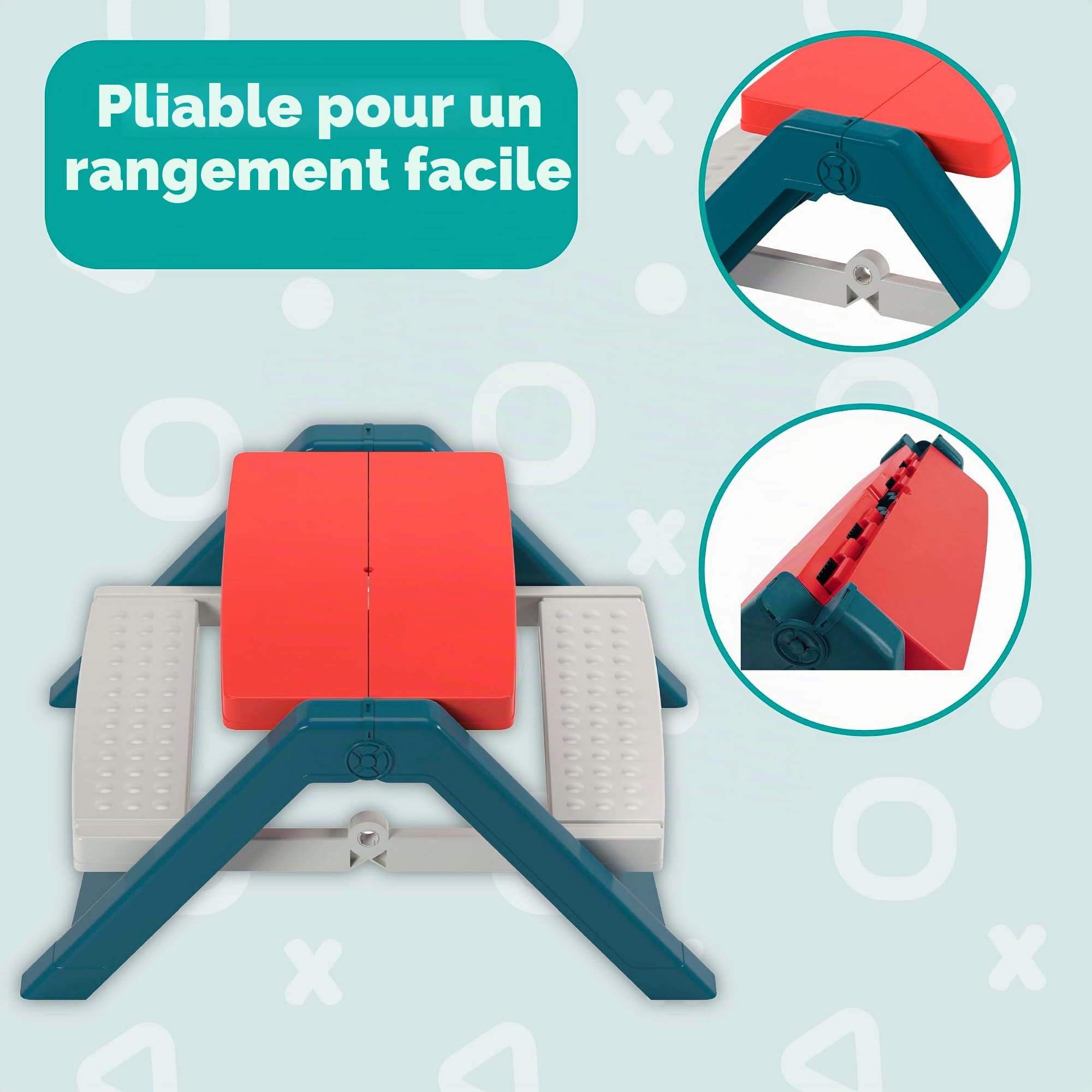 Palplay Table de Pique-Nique Pliable pour Enfants résistante aux UV pour l'intérieur et l'extérieur Table de Jeu et Banc pour Enfants et Tout-Petits