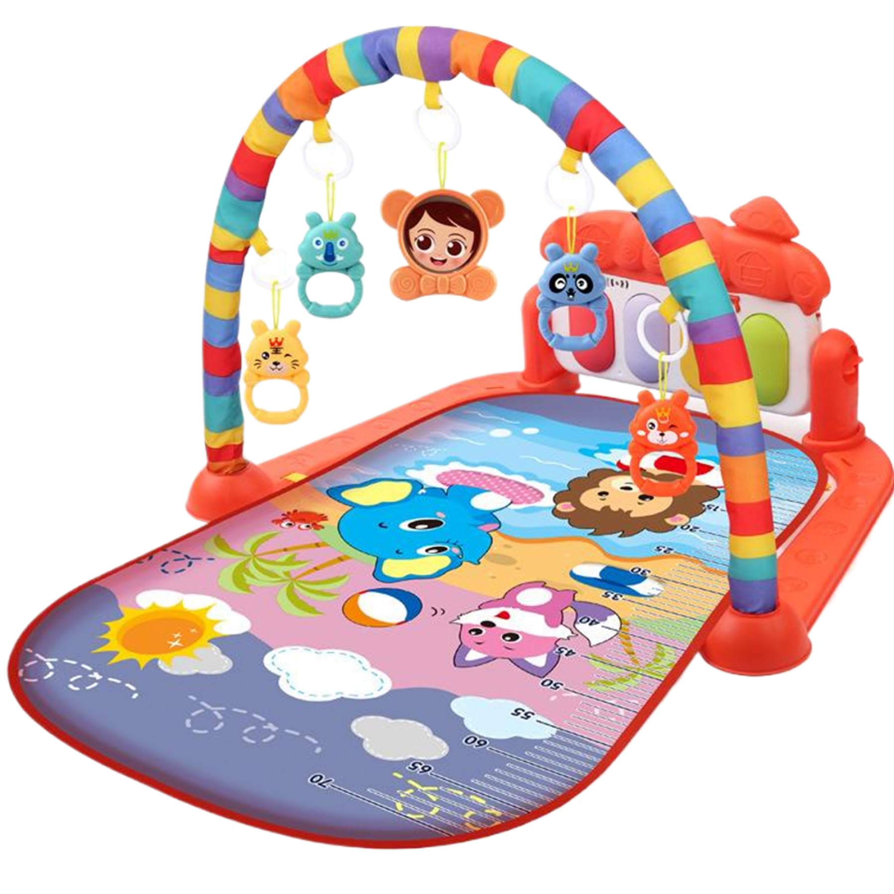 Centro de Actividades para bebés, tapete de Juego con luz Musical para recién Nacidos, Color Rojo