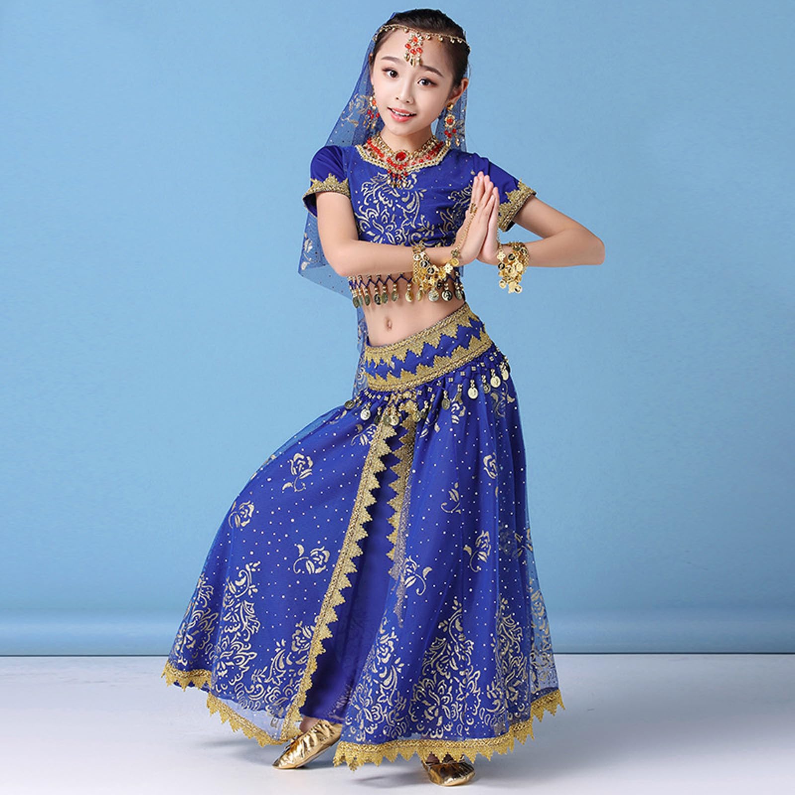 Générique Déguisement bollywood Enfant Costume Danse Orientale Robe Indienne Carnaval Fille tenue danse fille tenue danse fille - 2