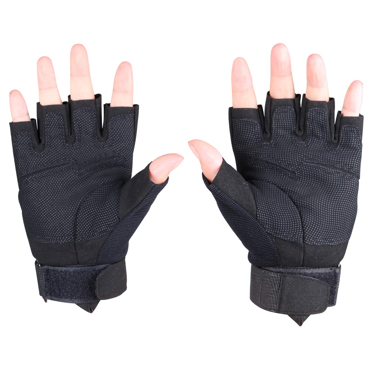 ThreeH Guanti mezzi dita Guanti tattici protettivi per sport all'aria aperta per Caccia Airsoft Paintball GL06XL,Black