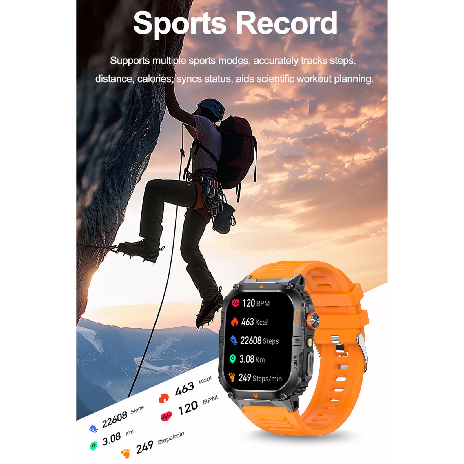 Reloj Inteligente de Fitness para Hombre, Pantalla de 2,0 Pulgadas