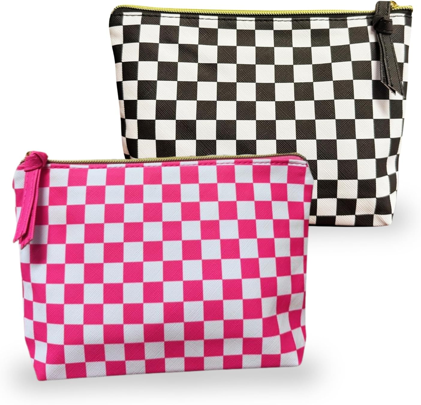 Cosmetic Bags for Women, 20-Count, Checkered Zipper Makeup Bags, Perfect for Beauty Supplies, Jewelry, Women's Small Gifts, or Cute Party Favors, Women Owned Here in the USA