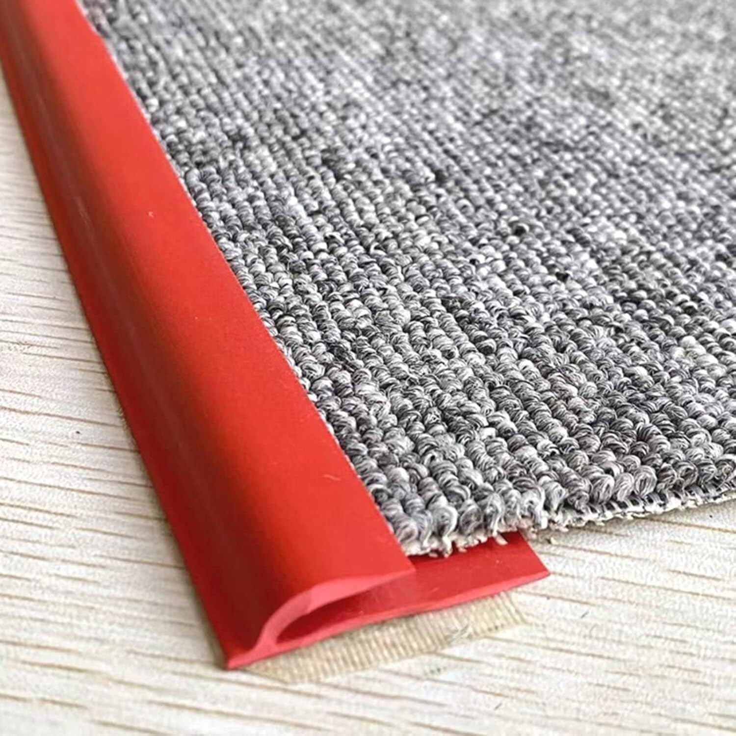 Tira de transición autoadhesiva de alfombra a azulejo, borde de PVC duradero para una transición suave del piso, tamaño personalizable (rojo, longitud 5 m / 16.5ft)