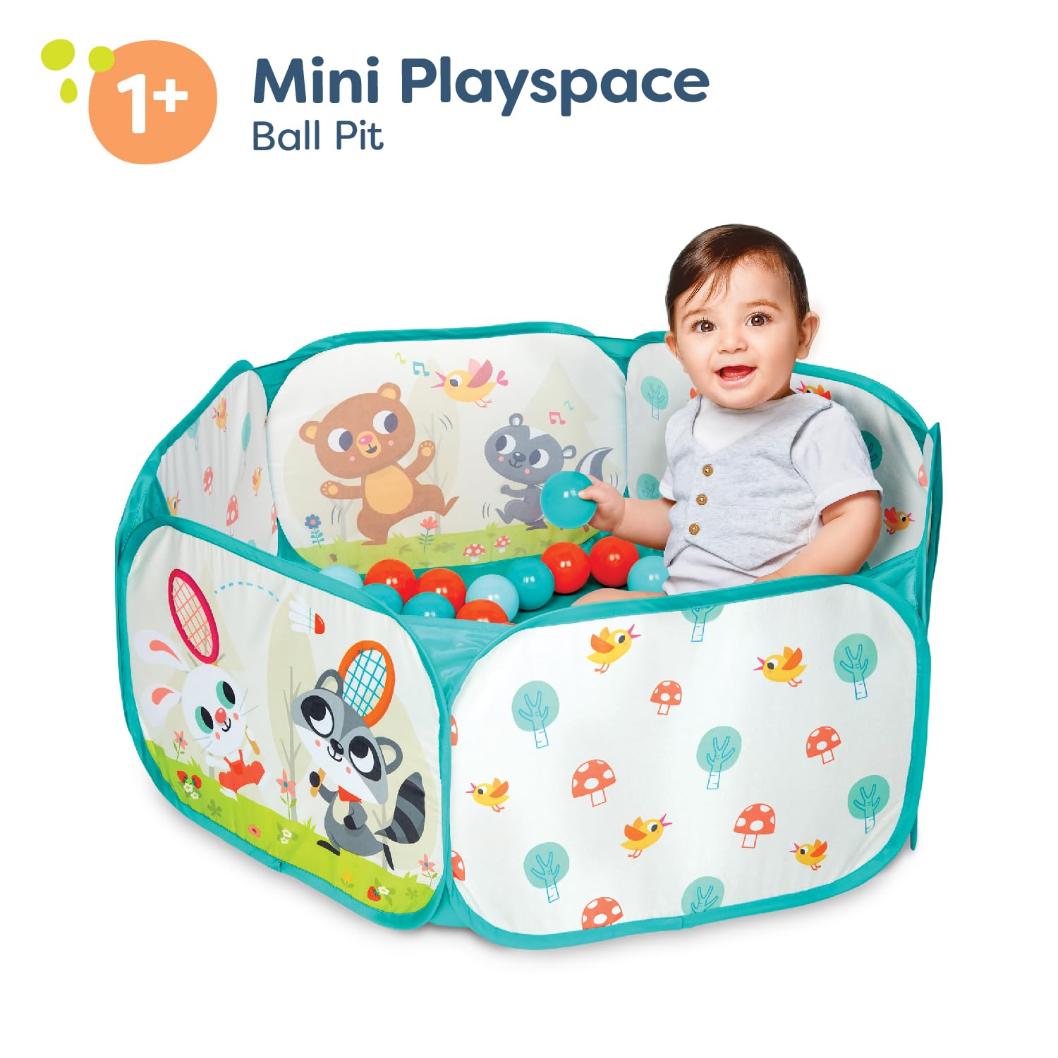 B. toys - Mini Spazio Giochi - Fossa delle Palline - 42 Palline Colorate - Pieghevole e Portatile - Set di Giochi Attivi per Bambini e Ragazzi - 1 Anno +