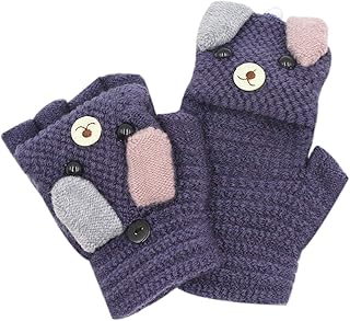 RARITY-US Unisex Warm Soft Winter Knit Gloves for Kids Boys Girls Glove with Stripe Mittens (3 to 9Y)