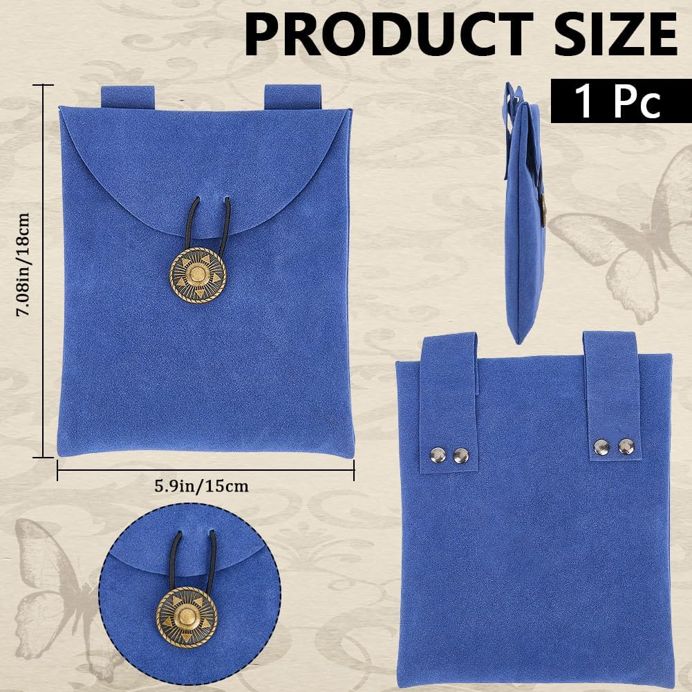 CREATCABIN Velvet Belt Pouch Waist Packs Costume Accessories Viking Knight Belt Bag Rectangle Medieval Waist Bag Belt Purse Pocket for Renaissance Cosplay Props Casual Hiking Midnight Blue 6x7inch