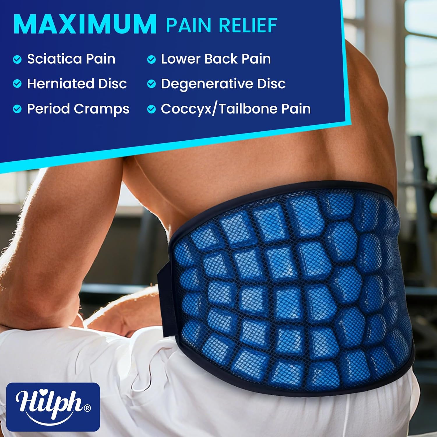 Hilph Extra Large Ice Pack Wrap for Back Pain Relief - 2 Hours Long Lasting Cold Therapy with Ice Grid Design for Lower Back, Reusable Cold Pack for Waist, Lower Lumbar, Sciatica, Tailbone Relief - Image 7