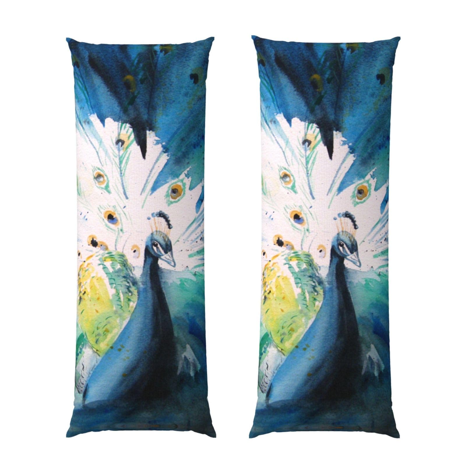 Taie d'oreiller longue paon au motif majestueux et finitions d'exception