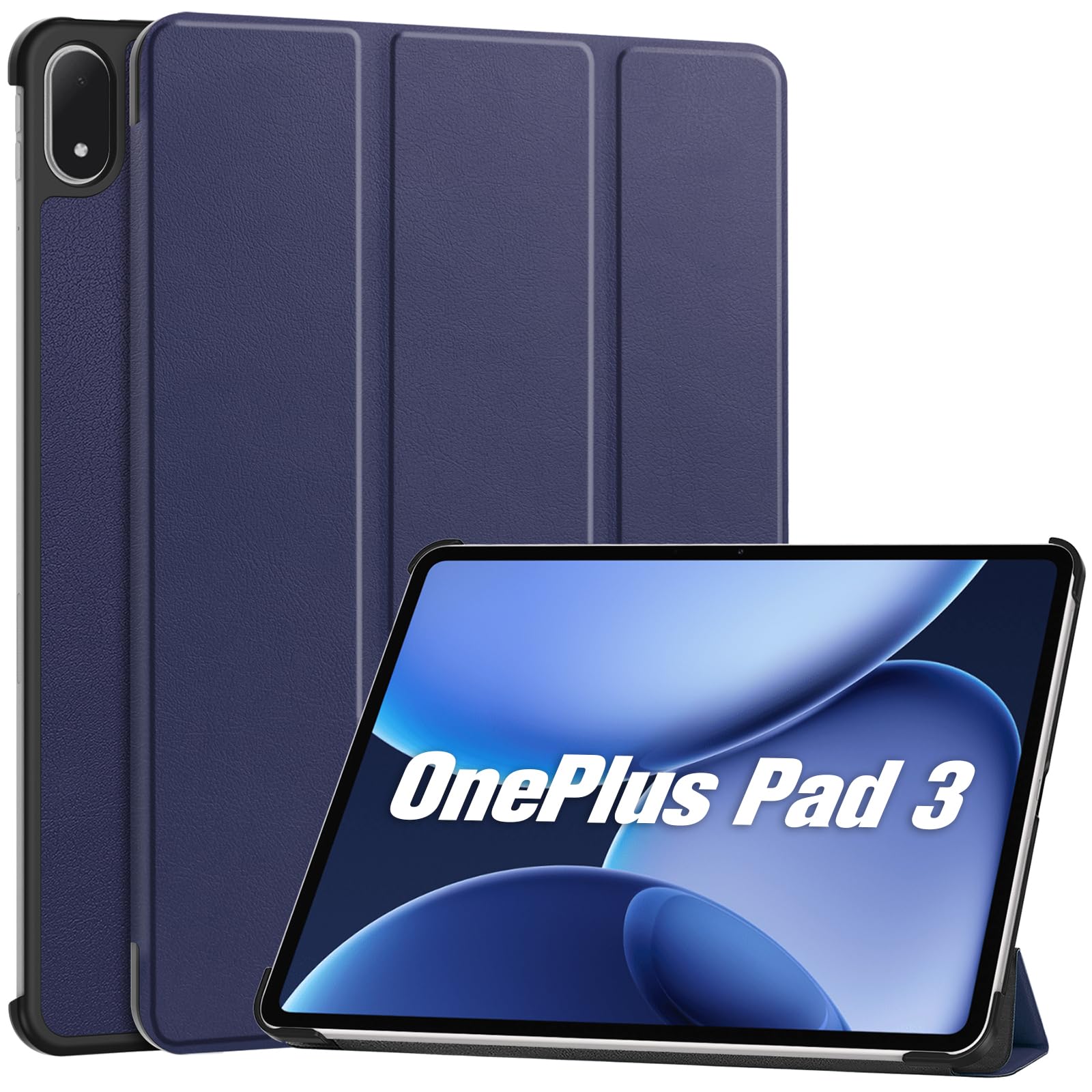 ProCase Slim Case for OnePlus Pad 3 13.2 inch 2025, Compatible with OnePlus Stylo 2 Stylus, Stand Hard Shell Cover, Foldable PU Leather Tablet Case -Blue