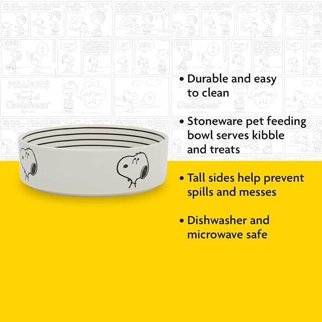 Foto 4 de 6 de Peanuts Snoopy - Cuenco para perros con diseño de hueso, cuenco de agua o comida de cerámica de 6.5 pulgadas…