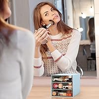 Vista 5 de Organizador de escritorio con 5 cajones, suministros de papelería de oficina rectangulares, cajones de escritorio, almacenamiento de maquillaje